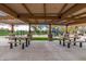 Community pavilion with stone columns and picnic tables located near the playground at 3848 S Coach House Dr, Gilbert, AZ 85297