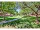 Tranquil walking path winding through a beautifully landscaped green space at 3848 S Coach House Dr, Gilbert, AZ 85297