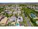 Bird's eye view of charming neighborhood, showcasing community amenities and homes with private pools at 4167 E Sierra Madre Ave, Gilbert, AZ 85296