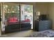 Comfortable living room with sliding glass doors to an outdoor patio at 7318 E Woodsage Ln, Scottsdale, AZ 85258