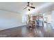 Spacious living area features a ceiling fan and hardwood flooring at 1642 E Cardinal Dr, Casa Grande, AZ 85122