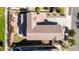 Overhead aerial view showcasing the roof and yard of the home, providing a bird's eye perspective at 3914 E Constance Way, Phoenix, AZ 85042