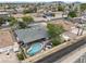 This aerial shot showcases a fenced backyard pool, covered patio, and charming landscaping at 3931 W Augusta Ave, Phoenix, AZ 85051