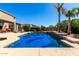 Backyard pool with clear blue water, beautiful desert landscaping, and sunny skies at 41961 W Centennial Rd, Maricopa, AZ 85138