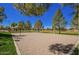 A sandy volleyball court surrounded by lush grass and trees, perfect for outdoor recreation at 4552 E County Down Dr, Chandler, AZ 85249