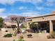 View of the backyard featuring an outdoor grill, patio seating and Mountain Views at 5812 S Staghorn Cholla Ct, Gold Canyon, AZ 85118