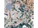 Aerial view of a home with a pool and desert landscaping and boundary line outlined in orange at 9401 N 122Nd Pl, Scottsdale, AZ 85259