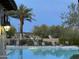 Community pool with lounge chairs, desert landscaping and a palm tree at 29031 N 125Th Ln, Peoria, AZ 85383
