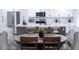 Bright eat-in kitchen features white cabinetry, stainless steel appliances, and a gray kitchen island with barstool seating at 8725 E Vista Dr, Scottsdale, AZ 85250