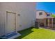 Compact backyard with artificial turf, providing a low-maintenance outdoor space at 3507 E Jasper Dr, Gilbert, AZ 85296