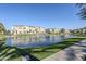 Beautiful pond view surrounded by lush green lawns and upscale residential buildings at 4077 S Sabrina Dr # 138, Chandler, AZ 85248