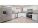 Well-lit kitchen showcasing stainless steel appliances, sleek white cabinets, and neutral countertops at 5638 N 61St Ln, Glendale, AZ 85301