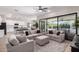 Open-concept living room featuring neutral furnishings and large glass doors that offer backyard views and natural light at 8025 W Gardenia Ave, Glendale, AZ 85303