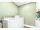 Laundry room with light green walls, and full size washer and dryer at 14027 N 32Nd St, Phoenix, AZ 85032