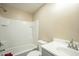 Bathroom features a vanity with sink, toilet and shower-tub combination at 4582 E Jadeite Dr, San Tan Valley, AZ 85143