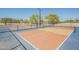 Community pickleball court with blue surface and net in fenced area at 4582 E Jadeite Dr, San Tan Valley, AZ 85143