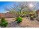 View of the backyard featuring desert landscaping, mature trees and shrubs, and private patio at 5625 W Euclid Ave, Laveen, AZ 85339