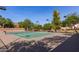 Tennis court surrounded by landscaping features night lighting and a well-maintained surface at 12711 W Lowden Rd, Peoria, AZ 85383