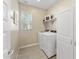 Convenient laundry room with washer, dryer, shelving and tile floor at 4077 S Sabrina Dr # 23, Chandler, AZ 85248