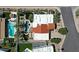 Drone's eye view featuring the home's pool and patio situated within a landscaped fenced backyard at 10013 N 106Th Pl, Scottsdale, AZ 85258