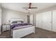 Bedroom with a ceiling fan, carpet, neutral colors, and white furniture and accents at 2765 E Gillcrest Rd, Gilbert, AZ 85298