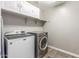 Functional laundry room with modern washer and dryer and ample cabinet storage at 2765 E Gillcrest Rd, Gilbert, AZ 85298