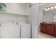 Laundry room featuring appliances and shelving; adjacent to bathroom at 29606 N Tatum Blvd # 121, Cave Creek, AZ 85331