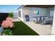 Stylish outdoor kitchen with built-in grill, tile backsplash, and comfortable seating at 4606 S Ferric --, Mesa, AZ 85212