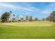 Manicured green golf course with clear skies and mature trees, providing a serene golfing experience at 1132 S 81St Pl, Mesa, AZ 85208