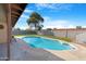 Backyard with a pool, surrounded by a patio and landscaping at 1604 W Kerry Ln, Phoenix, AZ 85027