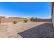 Spacious backyard with gravel, block wall and small plants at 22854 E Pummelos Rd, Queen Creek, AZ 85142