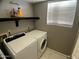 Functional laundry room with modern washer and dryer and plenty of shelf space at 24809 N 41 Ave, Glendale, AZ 85310