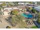 Aerial view of the backyard of the estate with a swimming pool and garden at 6915 E Gary Rd, Scottsdale, AZ 85254