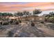 View of a charming single-story home with desert landscaping, a tile roof, and several mature desert trees at 6915 E Gary Rd, Scottsdale, AZ 85254