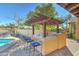 Outdoor bar with seating, adjacent to the pool area, perfect for entertaining at 6915 E Gary Rd, Scottsdale, AZ 85254