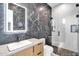 Modern bathroom featuring luxurious finishes, sleek vanity, and glass enclosed shower at 10354 E Celestial Dr, Scottsdale, AZ 85262