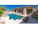 A private pool surrounded by luxurious patio space, perfect for outdoor entertaining and relaxation at 11267 E Beck Ln, Scottsdale, AZ 85255