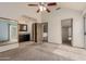 Spacious main bedroom with high ceilings and adjoining bathroom featuring dual sinks and plenty of closet space at 1633 E Lakeside Dr # 106, Gilbert, AZ 85234