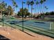Well maintained tennis court with lush landscaping, mature trees, and clear blue sky at 1633 E Lakeside Dr # 106, Gilbert, AZ 85234