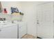 Functional laundry area with modern machines, storage shelf, and door to exterior at 1926 W Busoni Pl, Phoenix, AZ 85023