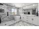 Modern bathroom features a soaking tub, glass shower, and marble countertops at 3535 E Crescent Way, Gilbert, AZ 85298