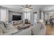 Living room featuring neutral tones, comfortable seating, and stylish décor with backyard access at 4455 E Palmdale Ln, Gilbert, AZ 85298