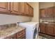 Functional laundry room with ample storage, countertop space, and modern washer/dryer at 2813 W Hiddenview Dr, Phoenix, AZ 85045