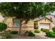 View of a well-landscaped yard with mature trees, desert landscaping, and a glimpse of the home's exterior at 10414 W Windsor Ave, Avondale, AZ 85392