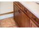 A traditional bathroom cabinet with dark hardware at 22236 N Arrellaga Dr, Sun City West, AZ 85375