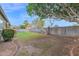 Spacious backyard with block fence, grass, and mature trees for privacy at 6793 W Angela Dr, Glendale, AZ 85308
