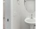 Powder room featuring pedestal sink and neutral paint at 9555 E Raintree Dr # 1018, Scottsdale, AZ 85260
