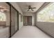 Spacious outdoor patio with ceiling fan, perfect for relaxation and entertaining with its open-air design at 9555 E Raintree Dr # 1018, Scottsdale, AZ 85260