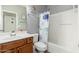 Bathroom with modern sink, vanity and faucet combined with kid friendly bathtub at 23005 N 19Th Way, Phoenix, AZ 85024