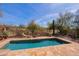 Backyard pool is surrounded by desert landscaping and a stone patio, ideal for relaxation at 32835 N 70Th St, Scottsdale, AZ 85266